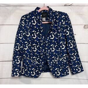 Helene London Blazer Size SM Blue White Fun Stylish Chic